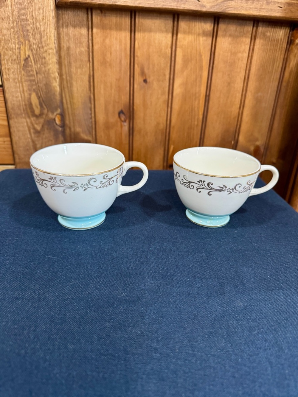Vintage Lifetime China Gold Crown Porcelain Teacups- set of 2